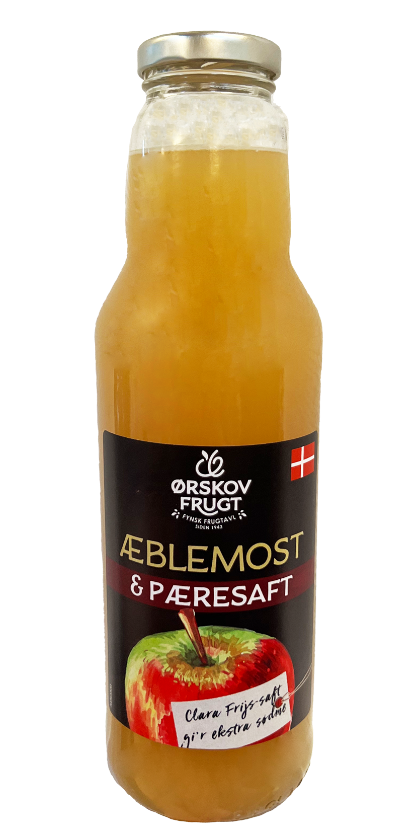 Flaske med Ørskov Frugt æblemost med pæresaft Clara Frijs